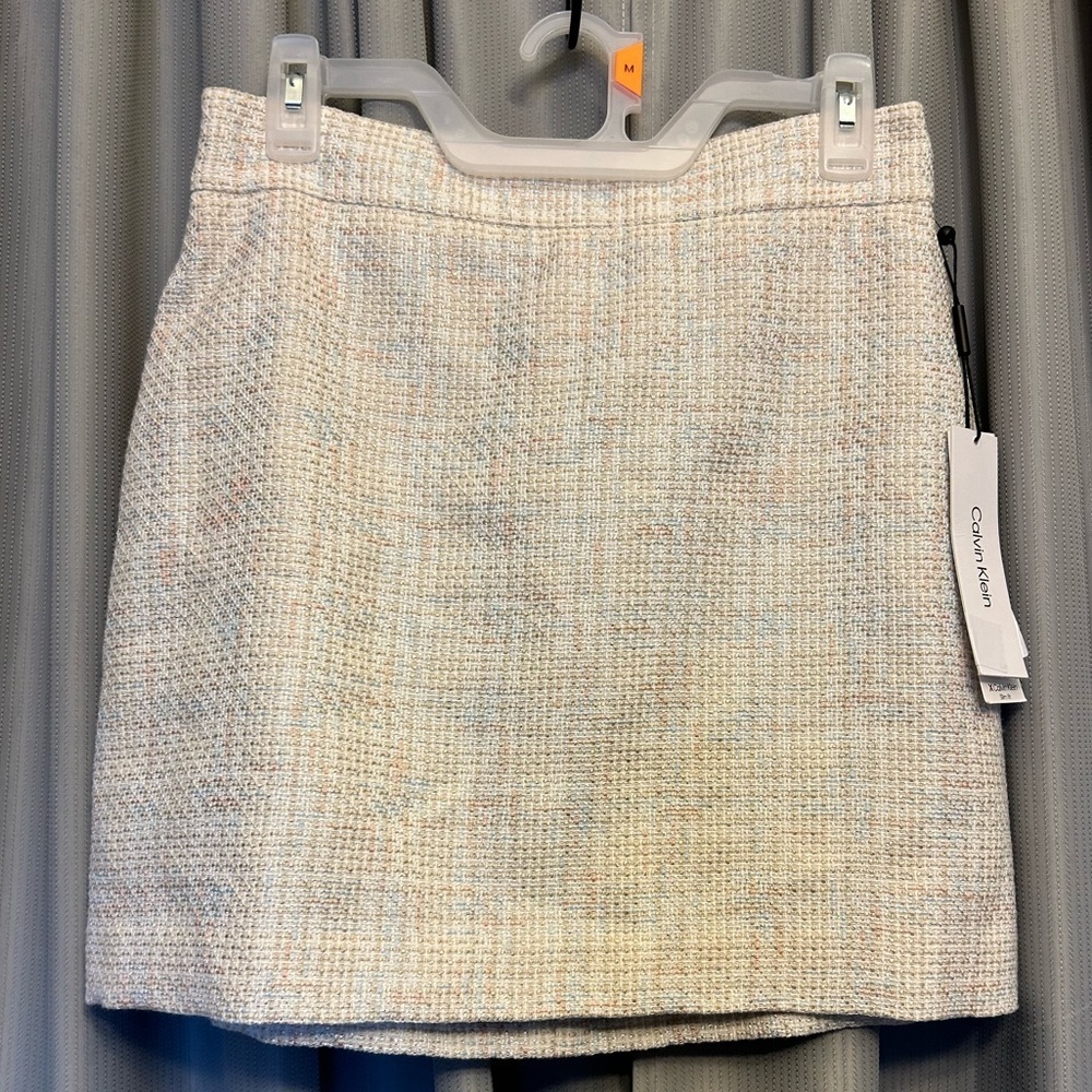 Calvin Klein Beige Tweed Mini Skirt - Picture 2 of 11